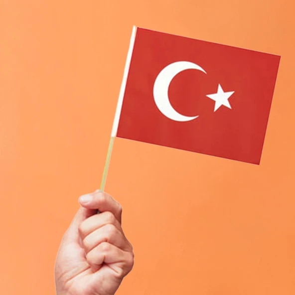 Ahşap Çıtalı Kuşe Bayrak 20x30 50li -Ay Yıldız-
