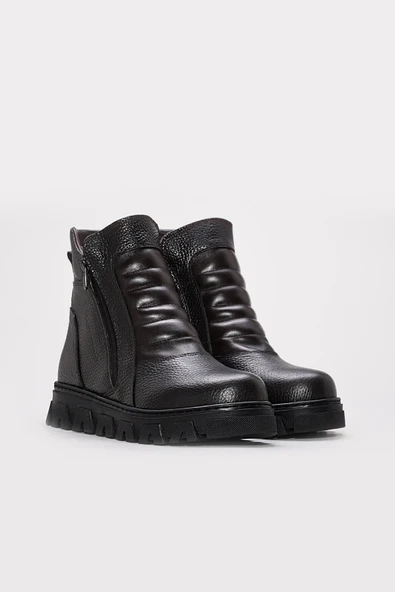 Hakiki Deri Kürklü  Unisex Klasik Bot 770KXA260WX - Resim 9