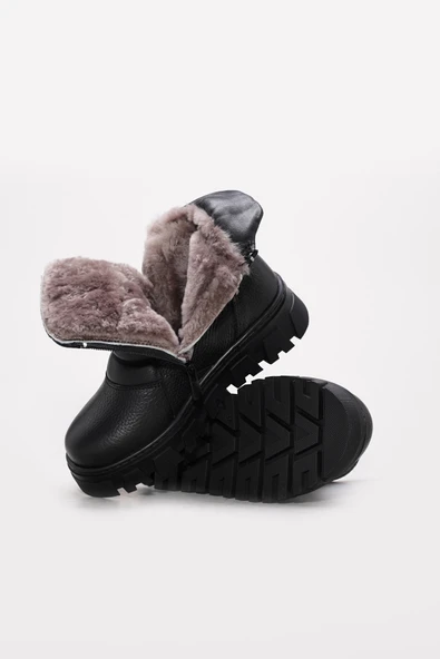 Hakiki Deri Kürklü  Unisex Klasik Bot 770KXA260WX - Resim 3