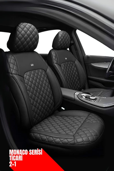 Renault Clio Iv 2013- 2018 Hatchback – Ticari Araç 2+1 Uyumlu Monaco Serisi Eviza Koltuk Kılıfı – Siyah, Kolay Montaj ürün görseli