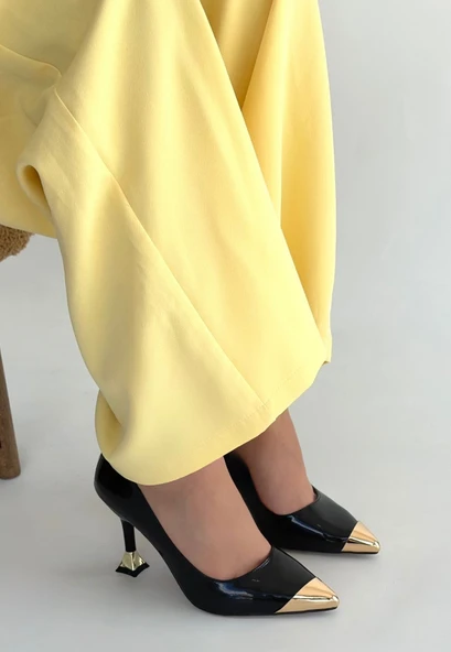 Pabucmarketi Siyah Rugan Kadın Topuklu Ayakkabı - Resim 3