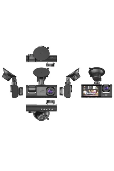 TA01 Siyah 1080p Araç içi 3 Kameralı Lcd Ekranlı Gece Görüşlü , Gsensör , Geri Görüş Kamera - 2
