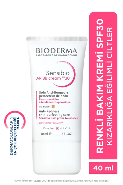 Bioderma Sensibio Ar BB Spf30 Hassas Ciltler Kızarıklık Karşıtı Güneş Koruyuculu Renkli Bakım Kremi 40 ml ürün görseli 1