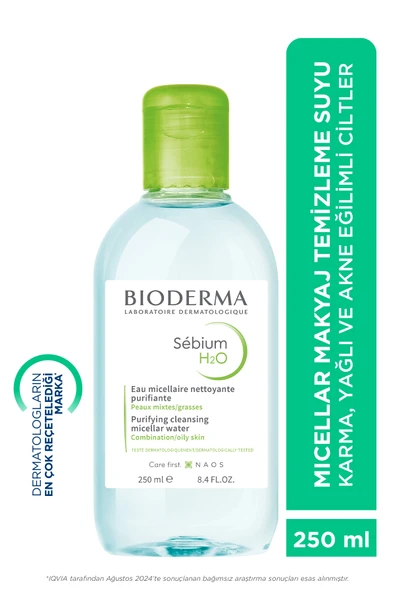 Bioderma Sebium H2O Karma, Yağlı ve Akne Eğilimli Ciltler için Micellar Makyaj Temizleme Suyu 250 ml ürün görseli