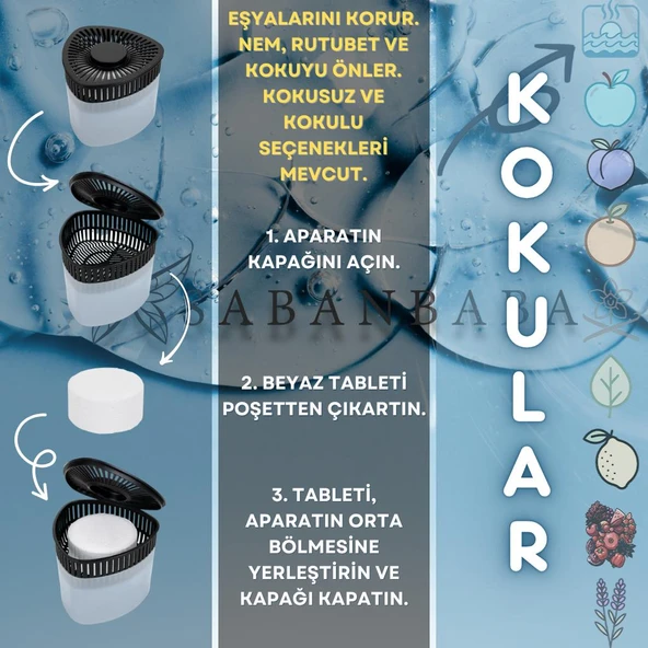 Gri, Vanilya Kokulu Üçgen Nem Alıcı Aparat - Koku ve Rutubet Giderici 500Gr - Resim 3