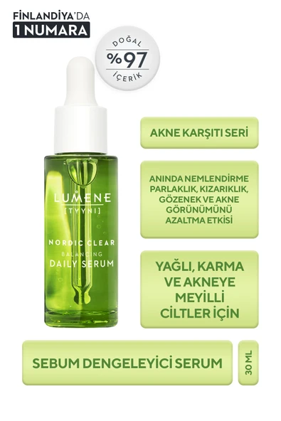 Lumene Sebum Dengeleyici Günlük Serum 30 ml – Yağ Kontrolü, Gözenek Sıkılaştırıcı, Mat Görünüm ürün görseli 1