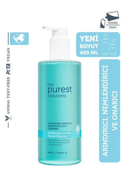 The Purest Solutions Kuru ve Karma Ciltler İçin Nemlendirici Ve Bariyer Onarıcı Hyalüronik Asit Yüz Temizleme Jeli 400 ml
