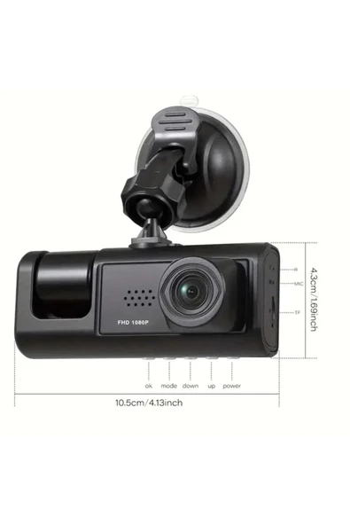 DV300 Yeni 3 Kameralı Araç İçi Kayıt Kamerası Trafik Recorder 2 İnç IPS Ekran Full HD 1080p - 2