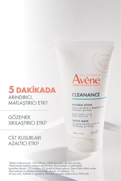Cleanance Hassas ve Lekeye Eğilimli Ciltler için Matlaştırıcı ve Arındırıcı Kil İçerikli Maske 50 ml - 2