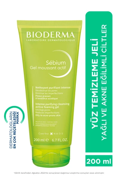 Bioderma Sebium Yağlı, Akne Eğilimli Cilt Sivilce Karşıtı Salisilik Asit Glikolik Asit Temizleme Jeli 200 ml ürün görseli