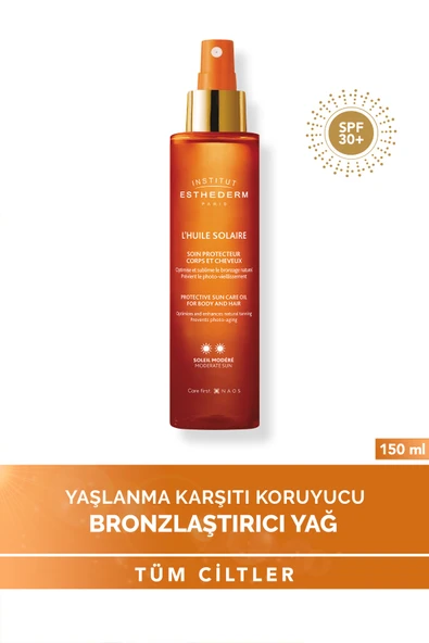 Esthederm Sun Oil Moderate Sun Foto Yaşlanma Karşıtı SPF30 Güneş Koruyucu Bronzlaştırıcı Kuru Yağ 150ML ürün görseli 1