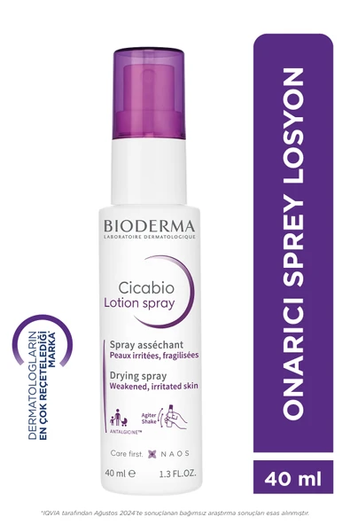 Bioderma Cicabio Lotion Spray Hasar Görmüş Cilt Anında Kurutucu Sprey Losyon Yüz, Vücut Yetişkin, Çocuk 40 ml ürün görseli 1