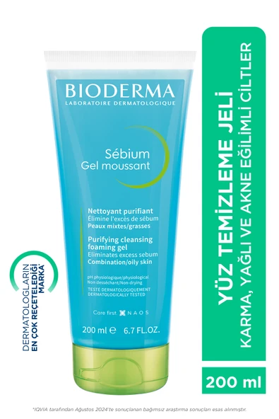 Bioderma Sebium Karma, Yağlı ve Akne Eğilimli Ciltler Sivilce, Siyah Nokta Karşıtı Yüz Temizleme Jeli 200 ml ürün görseli