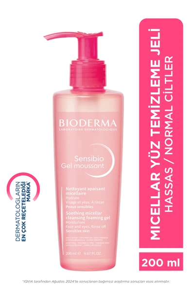 Bioderma Sensibio Foaming Gel Hassas ve Normal Ciltler Durulanan Micellar Yüz Temizleme Jeli 200 ml ürün görseli
