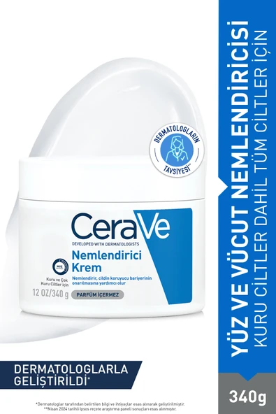 CeraVe Nemlendirici Yüz Ve Vücut Kremi-Kuru Ciltler İçin Seramid Ve Hyalüronik Asit İçerikli 340gr