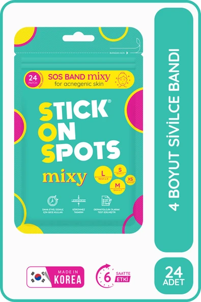 Stick On Spots S.o.s Mixy | 24’lü Yüz Için Sivilce/akne Bandı–4 Boy Pimple Patch-hidrokolloid Bant ürün görseli 1