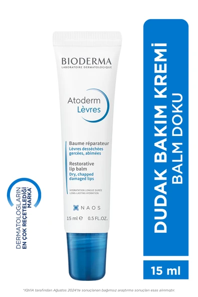 Bioderma Atoderm Lip Balm Kuru, Çatlamış Dudak Besleyici Nemlendirici Dudak Kremi Avokado ve Shea Yağı 15 ml