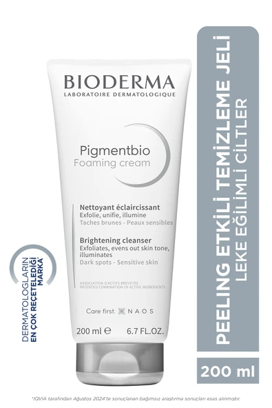 Bioderma Pigmentbio Foaming Cream Leke Karşıtı Aydınlatıcı Peeling Etkili Yıkama Jeli Yüz ve Vücut 200 ml ürün görseli 1