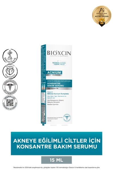 Bioxcin Acnium Akneye Eğilimli Ciltler İçin Konsantre Bakım Serumu 15 Ml Salisilik Asit Çay Ağacı Niasinamid ürün görseli 1