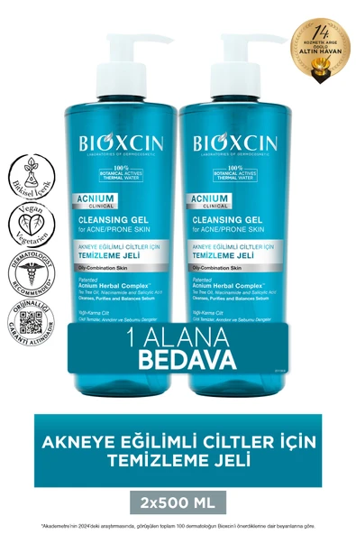 Bioxcin Acnium Sebum Dengeleyici Yüz Yıkama Jeli 2 x 500 ML ürün görseli