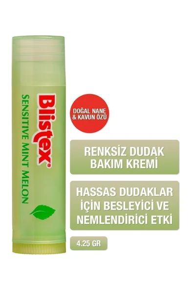 Blistex Sensitive Mint Melon - Doğal Nane Ve Kavun Özlü Besleyici Ve Nemlendirici Dudak Bakım Kremi ürün görseli 1