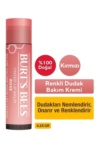 Burt's Bees %100 Doğal Ve Renkli Dudak Bakımı Kırmızı - Tinted Lip Balm Rose 4,25 G ürün görseli