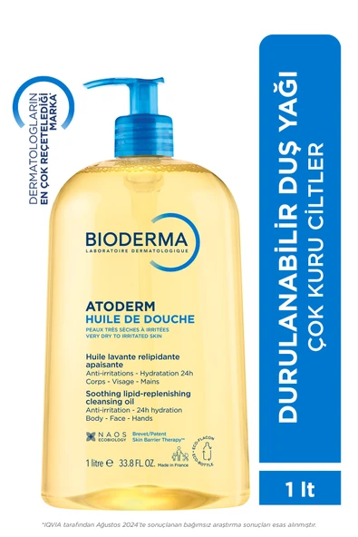 Bioderma Atoderm Shower Oil Kuru Cilt Nemlendirici ve Besleyici Duş Yağı Niasinamid Bebek Çocuk Yetişkin 1 Lt ürün görseli 1