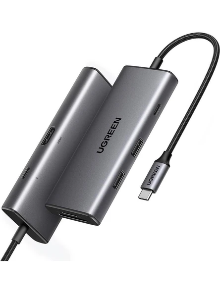 UGREEN 15531 CM498 Type-C to 4K/30Hz HDMI 2xUSB 3.2 Type-C 3.2 SD TF Kart Okuyucu Çoklayıcı Hub Adap
