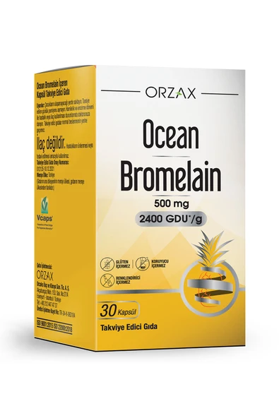 Orzax Bromelain 500 Mg 30 Kapsül ürün görseli 1