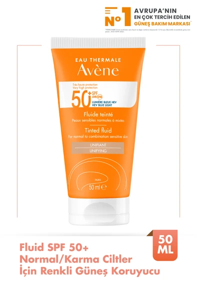Pierre Fabre Tinted Fluid SPF 50+ Normal ve Karma Ciltler için Yüksek Korumalı Renkli Güneş Kremi 50 ml ürün görseli 1