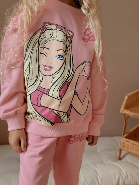 Cg Kids Barbie 2 iplik kumaş kız çocuk alt üst takım süper kalite - 8