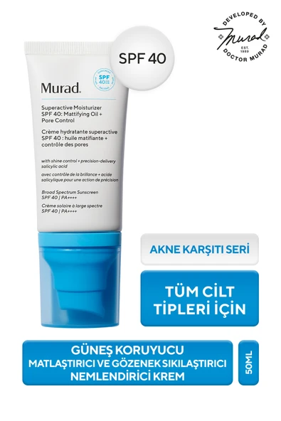 Murad Güneş Koruyucu Spf40, Matlaştırıcı Ve Gözenek Sıkılaştırıcı Nemlendirici–superactive Oilpore ürün görseli 1