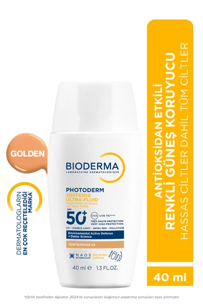 Bioderma Photoderm XDefense Spf50+ Tüm Cilt Tipleri Antioksidan Etkili Renkli Güneş Kremi Golden 40 ml ürün görseli 1
