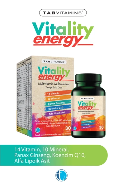 Tab İlaç Vitality Energy 30 Tablet Multivitamin Multimineral ürün görseli