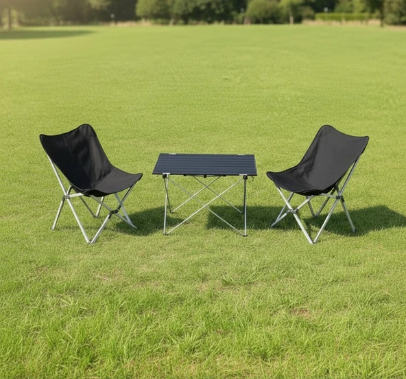 Yek Outdoor Alüminyum 2 Kişilik Kamp Masa & Sandalye Seti
