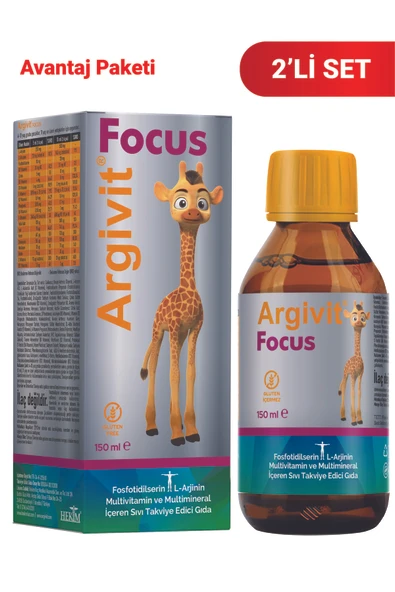 Argivit Focus Fosfotidilserin, L-arjinin, Multivitamin Ve Multimineral Içeren Şurup 2’li Paket 150 ml ürün görseli 1