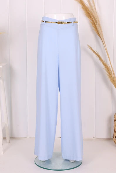 Büyük Beden Fermuarlı Kemer Aksesuarlı Pantolon Etek 0125-1 Bebe Mavisi ürün görseli 1