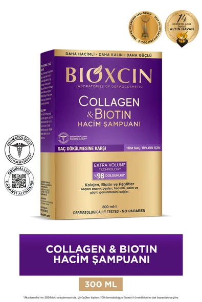 Collagen & Biotin Ekstra Hacim Şampuanı 300 ml - Kolajen Biotin İnce ve Seyrek Saçlar - 1
