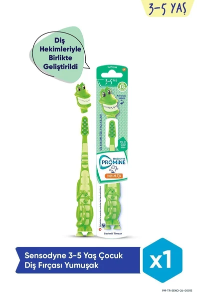 Sensodyne Promine 3-5 Yaş Çocuklar İçin Sevimli Timsah Karakterli Diş Fırçası Yumuşak ürün görseli 1
