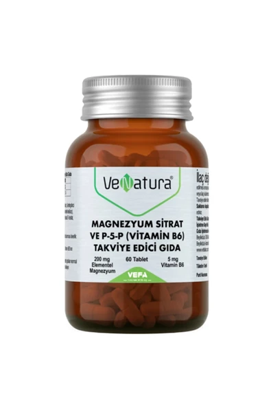 VeNatura Magnezyum Sitrat P-5-P Vitamin B6 Takviye Edici Gıda 60 Tablet ürün görseli 1