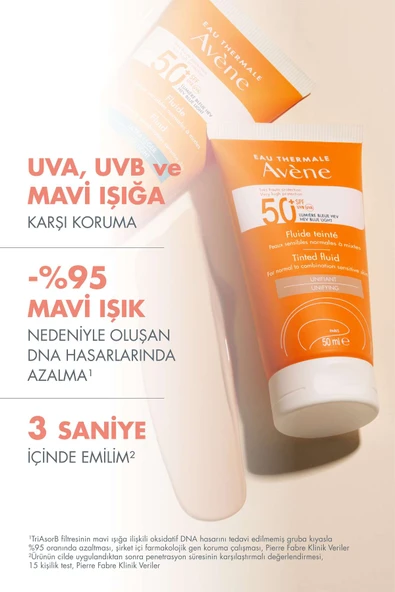 Pierre Fabre Tinted Fluid SPF 50+ Normal ve Karma Ciltler için Yüksek Korumalı Renkli Güneş Kremi 50 ml - Resim 2