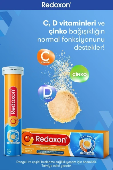 Redoxon Üçlü Etki 15 Efervesan Tablet I 1000 Mg C Vitamini, D Vitamini Ve Çinko Içeren Takviye Edici - Resim 3