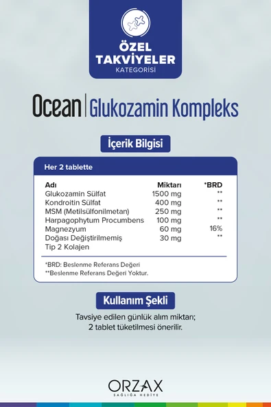 Orzax Glukozamin Kompleks 60 Tablet - Resim 2