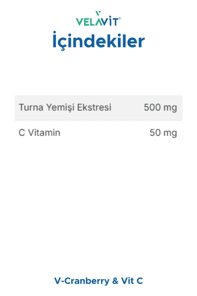 Velavit V-Cranberry & Vit C 30 Kapsül - Resim 2
