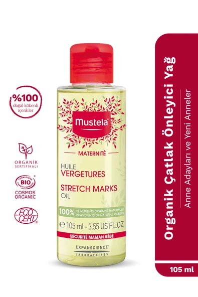 Mustela %100 Doğal İçerikli Organik Sertifikalı Nemlendirici  Kokusuz Çatlak Yağı 105 ml ürün görseli 1