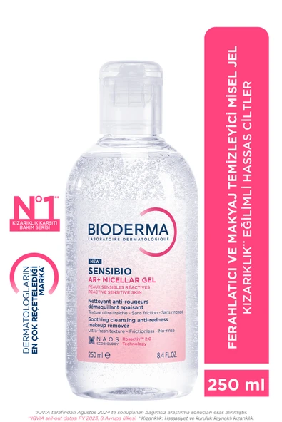 Bioderma Sensibio AR+ Rozasea ve Kızarıklık Eğilimli Hassas Ciltler Durulanmayan Temizleyici Misel Jel 250 ml ürün görseli