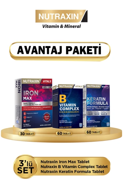 Nutraxin Keratin Formula - B Vitamin Complex - Iron Max (Avantajlı Paket) ürün görseli 1