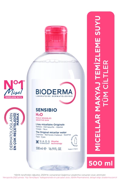 Bioderma Sensibio H2O Hassas ve Normal Ciltler için Micellar Makyaj Temizleme Suyu 500 ml ürün görseli 1