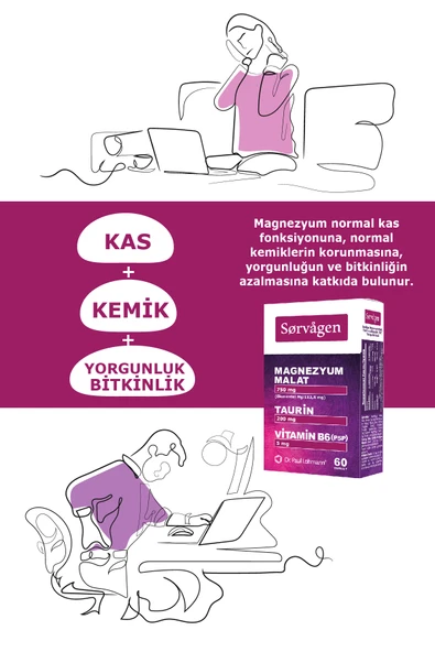 Sorvagen Magnezyum Malat, Taurin Ve Vitamin B6 (p5p) 60 Tablet - Resim 3