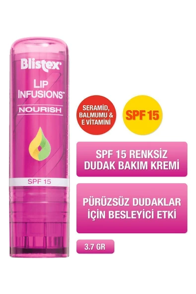 Blistex Lip Infusions Nourish - Spf 15 Pürüzsüz Dudaklar Için Besleyici Dudak Bakım Kremi ürün görseli